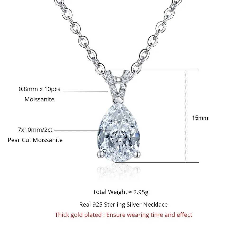 Certified 2ct. t.w. Moissanite Diamond Teardrop Necklace - Picture 3 of 13